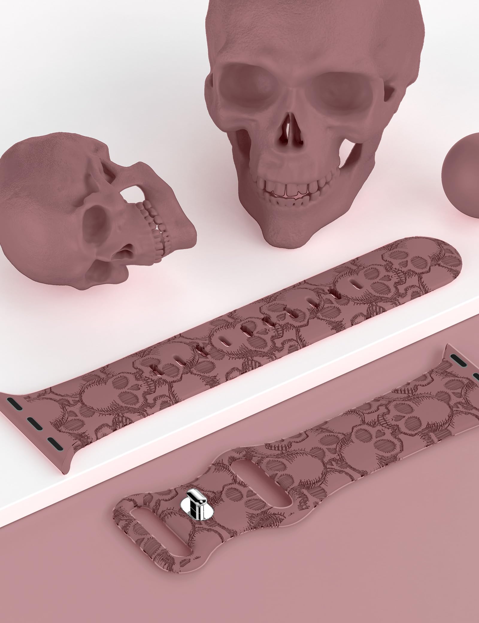 Wearlizer Halloween Skull Engraved Band Compatible With Apple Watch Band 40Mm/38Mm/41Mm For Women Men Cute Soft Silicone Sport S